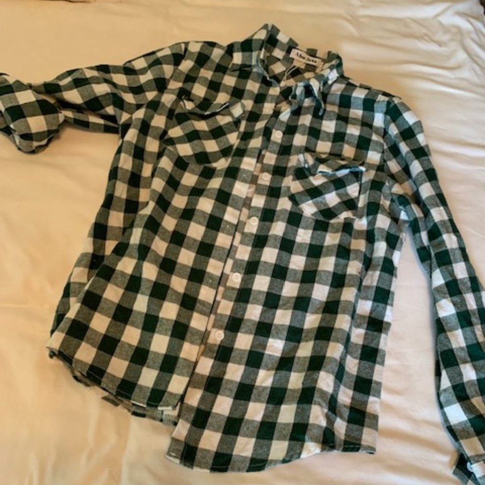 Green and White Plaid Flannel